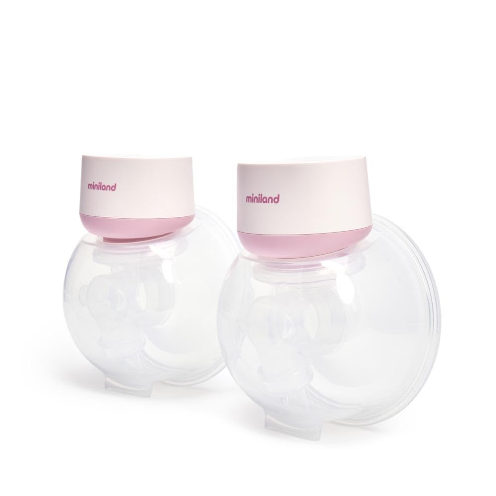 Miniland Easy Flow Duo Przenośna podwójna elektryczna laktator | Jednoczesne usuwanie, 2 tryby, 9 poziomów, wyświetlacz LED, ładowanie USB, 2×180 ml, BPA Free
