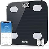 RENPHO Bluetooth Body Fat Scale, Smart BMI Scale,13 Body Composition Analyzer USB Rechargeable Digital Body Weight Bathroom Scale with Smart Phone App, 396 lbs, Black