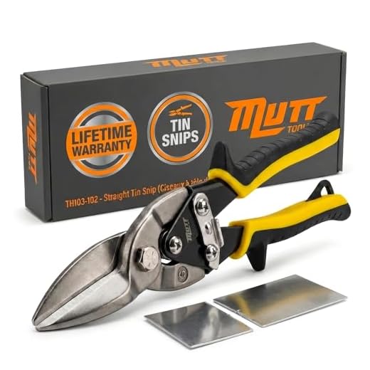 AMERICAN MUTT TOOLS 10 Inch Straight Cut Tin Snips Heavy Duty – CrMo Sheet Metal Cutter – Aviation Snips for Sheet Metal – Sheet Metal Snips, Sheet Metal Shears Tin Snips for Cutting Metal Sheet