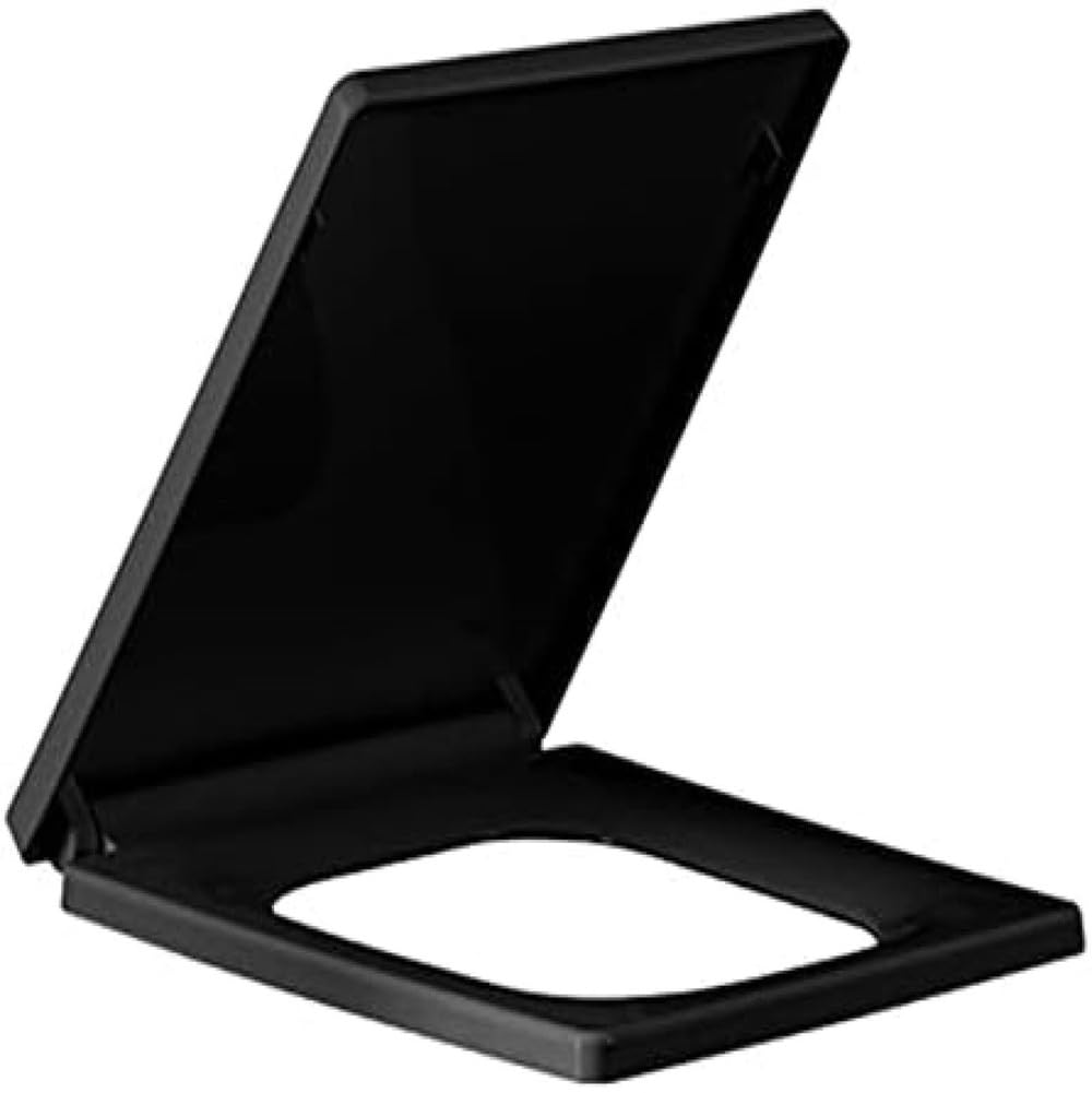 Wttfc Tavoletta WC Universali Forma Quadrata,Sedile WC Urea-Formaldeide Chiusura Ammortizzata,Coperchio Water con Sgancio Rapido A Un Pulsante,Nero ASSE WC,Coprivaso,Square