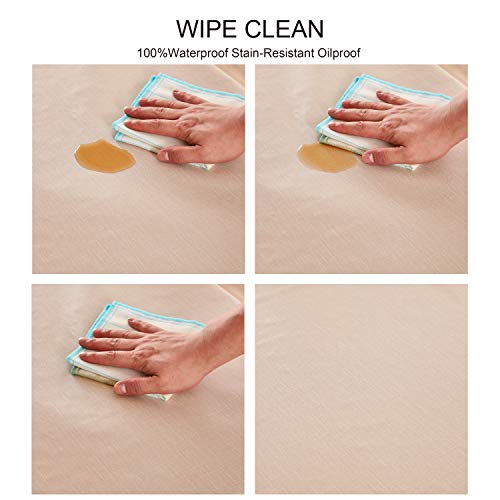 Image of NLMUVW Square Vinyl Tablecloth Heavy Duty, 100% Waterproof PVC Table Cloth Wipe Clean Oil Proof Table Cover for Kitchen Dining Picnic, Champagne, 54 x 54 inch