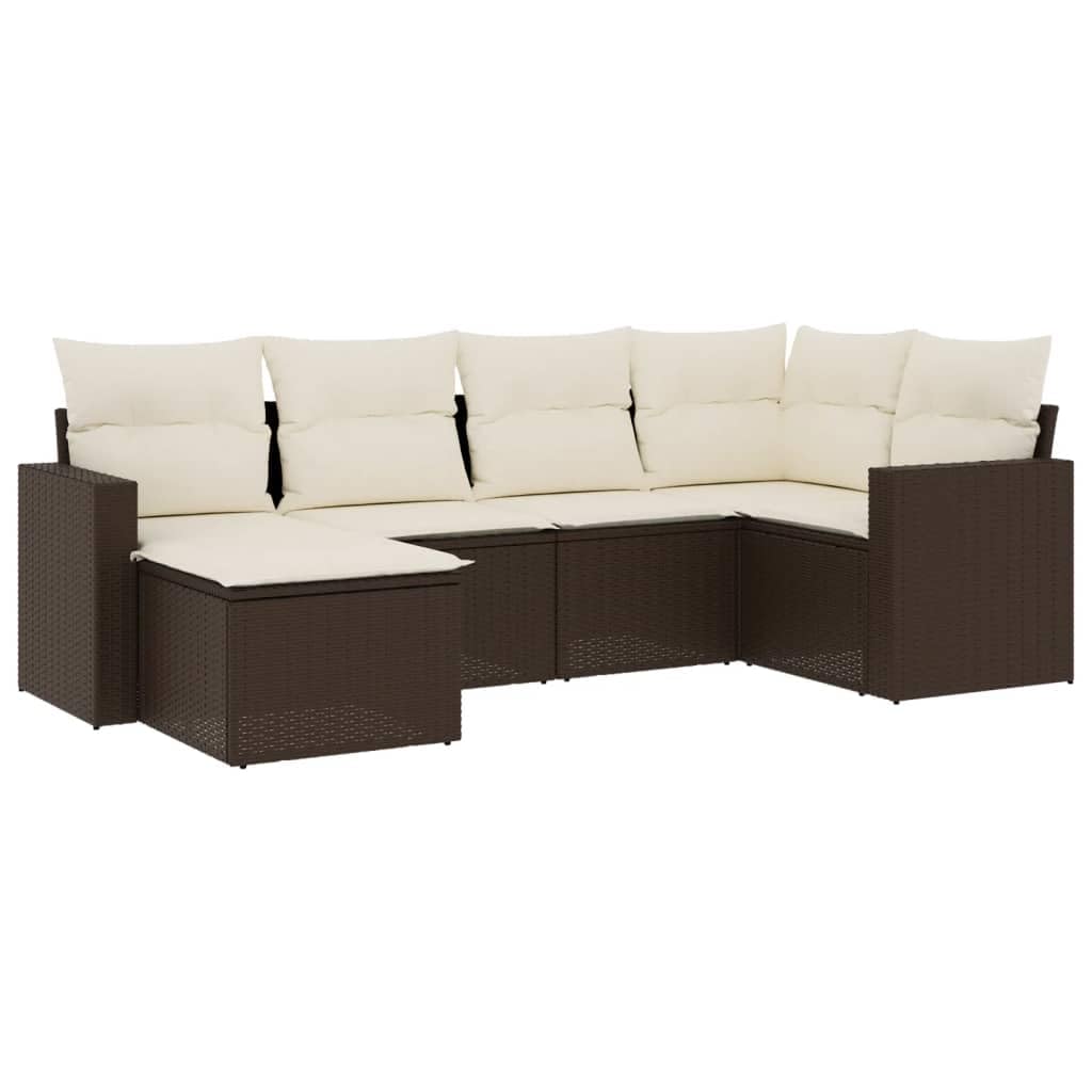 LAPOOH Zestaw sofy ogrodowe 6 Sztuk i Poduszki brązowy rattan, Zestaw Ogród Zewnętrzny, Meble ogrodowe, Meble ogrodowe, Meble ogrodowe, Meble ogrodowe, Ogród Meble Zestaw - 3251600