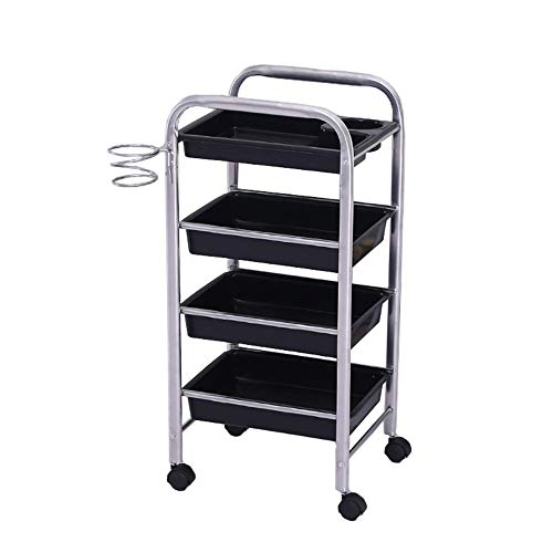 MEVZHH Camiones de Mano Móviles Carrito de Almacenamiento Cocina Carrito de Salón de Belleza 4 Cajones 1 Secador Delo Carrito Rodante Spa/Plata/37 * 27 * 82 cm