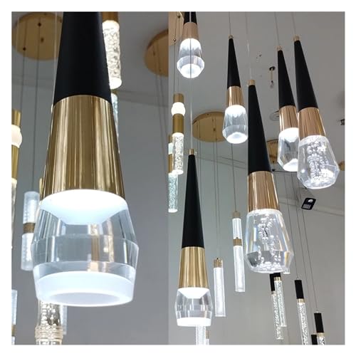 Lampe suspendue LED îlot de cuisine moderne luminaire noir et or mini