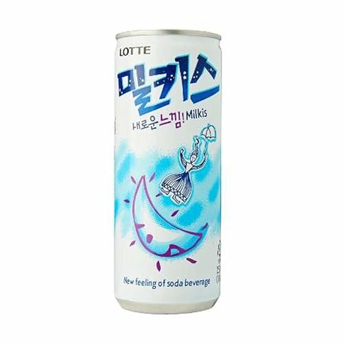 LOTTE MILKIS Korean Milk & Yogurt Soda Soft Drinks 250ml (Pack of 6)