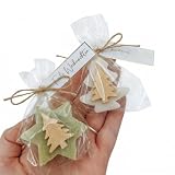 Generisch Handgemachte Weihnachtsseife mit Baummotiv und Sternmotiv, Schleife und Frohe...