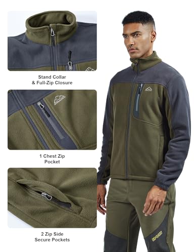 Image of TBMPOY Men's Fleece Jackets Lightweight Full-Zip Fall Jacket Warm Winter Coats Outdoor Hiking with Pockets