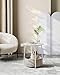 VASAGLE LILEA Collection - Small Round Side End Table, Modern Nightstand with Fabric Basket, Matte White and Camel Brown ULET223W10