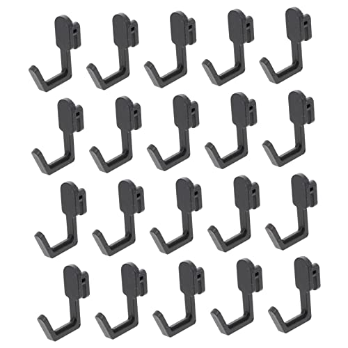 GLEAVI 20pcs Peg Board Hooks Black Easy to Fix J-Shape Plastic Hooks for Frame Kitchen Organizer