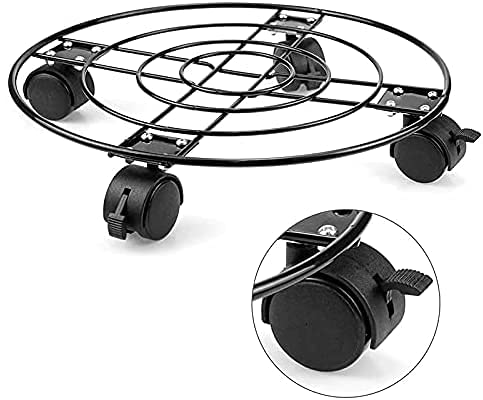 RSTYS Portavaso rotondo per piante, 33 cm/13 pollici con ruote universali, porta piante su ruote, vassoio di rotolamento