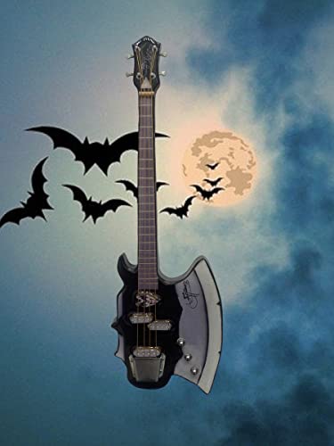 Instrumentos Musicales, Toy Bajo/Guitarra Eléctrica Miniatura Hecho a Mano Coleccionable Mini Guitarra Artesanía Mexicana para Regalos (KISS)