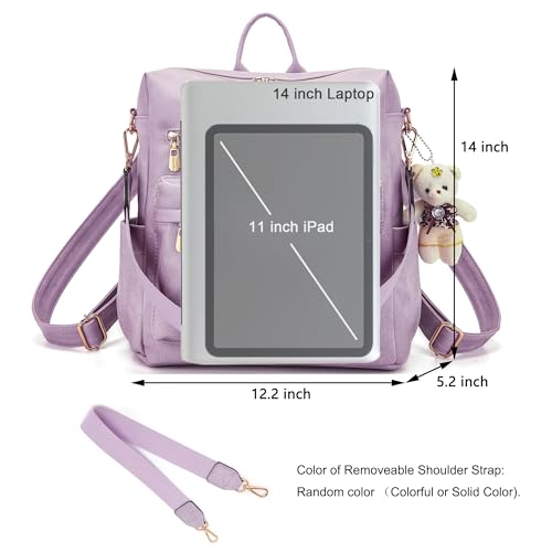 Image of Soperwillton Women Backpack Purse Shoulder Handbags Travel Bag Set 2pcs | Soft PU Leather,Large Capacity,Many Pockets,with a Functional Wallet,with a Detachable Shoulder Strap,Multipurpose Design