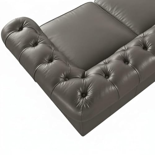 Image of Modern Classic Design Leatherette Luxury Chester Sofa Set with Button Tufted, Sofa for Living Room Home, Office and Lobby (Grey, 3 Seater Sofa)