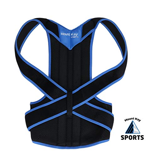 Mount Kay SPORTS Rückenstabilisator Premium Comfort Geradehalter zur Haltungskorrektur für Damen und Herren zur aktiven Stützung der Wirbelsäule, Haltungstrainer, Rückenstütze mit Schiene (Black, M)