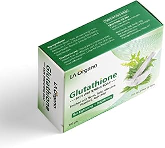 LA Organo Glutathione Neem & Tulsi Skin Whitening Soap for Skin Lightening & Brightening, Dark Spot and Dead Skin Cell Removal, Fairness Soap - All Skin Type (Pack of 3)