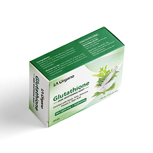 LA Organo Glutathione Neem & Tulsi Skin Whitening Soap for Skin Lightening & Brightening, Dark Spot and Dead Skin Cell Removal, Fairness Soap - All Skin Type (Pack of 3)