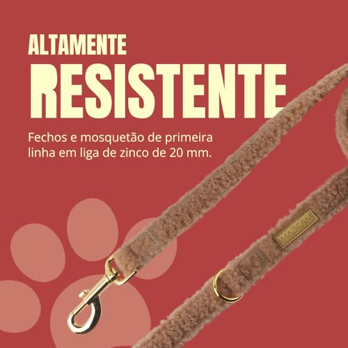 Conjunto Guia + Peitoral para Cachorros M - Ajuste Regulável – Marrom | Premium MARCAMI