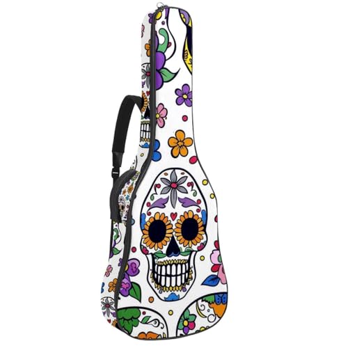 Housse guitare basse avec tête de mort colorée, le cadeau idéal pour musicien rock