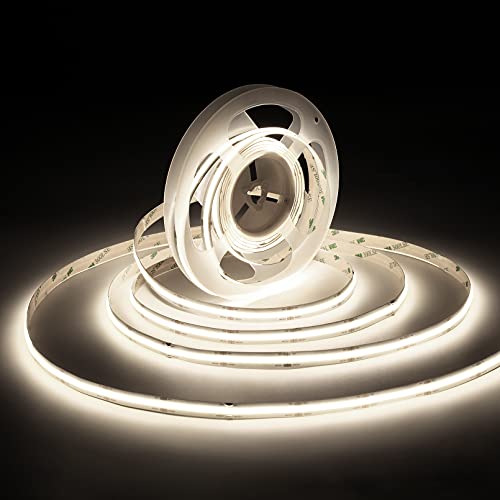 Image of TORCHSTAR COB LED Strip Lights, 16.4 ft Cuttable Tape Bendable Light, 504LEDs /M, 5400lm Flexible Ambience Rope Lighting, 4000K Cool White, for Cabinet, Bookcase, Counter, Bedroom