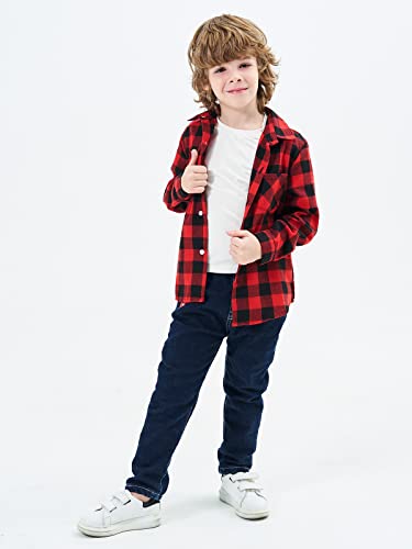 Image of OCHENTA Men's & Boys Flannel Shirts Button Down Long Sleeve Plaid Shirt Family Matching Outfits