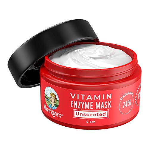 Vitamin Enzyme Mask (Plant Based) by MaryRuth's - 74% Organic Ingredients, Vitamins & Glycolic Acid gently remove dead skin cells to allow new skin tissue to emerge 4oz For Men & Women