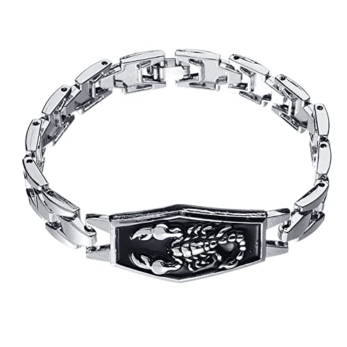 HIJONES Escorpio Punk Pulsera para Hombres de Acero Inoxidable Simplicidad Frescura Joyas Regalos para Hombres Plata