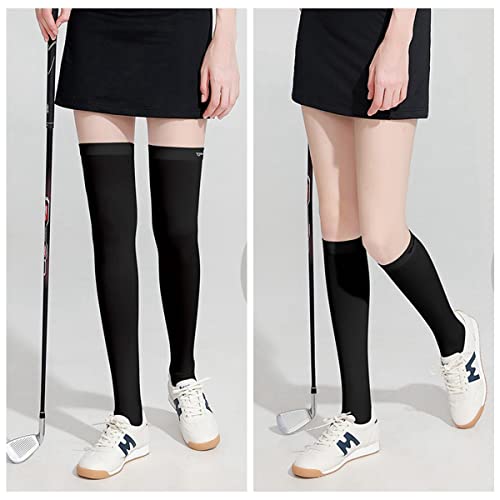 Image of Golf Sun Protection Socks UPF50+ Overknee Stocking Ice Silk Breathable Cool Socks for Women School Outdoor Sports