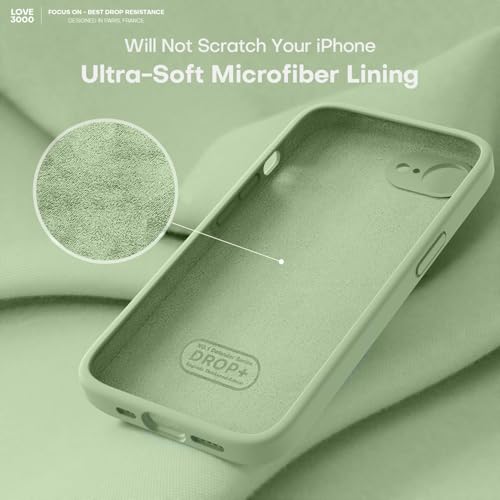 Image of LOVE 3000 Designed for iPhone 16e /17e Case, Premium Silicone with [Soft Anti-Scratch Microfiber Lining] Shockproof Protective Phone Case for Men Women Girls 6.1 inch, Matcha