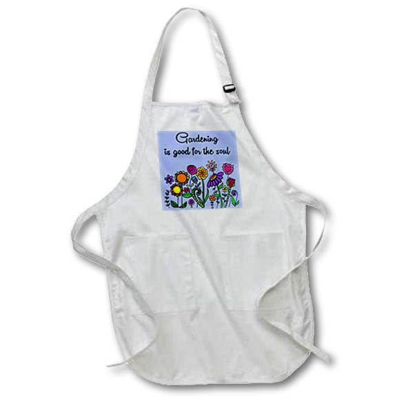 BLACK Full Length Apron with Pockets 22w x 30l - Cool Colorful Flower Garden Gardening is good for the Soul Nature