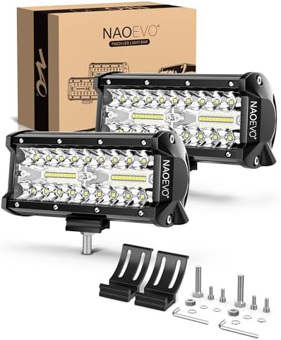 NAOEVO 7 Inch LED Light Bar, 240W 24,000LM LED Fog Lights, White