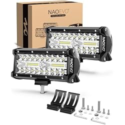 NAOEVO 7 Inch LED Light Bar, 240W 24,000LM LED Pods/Off Road/Fog/Driving Lights with Spot Flood Combo for Truck Boat UTV ATV, 2-Pack (White)