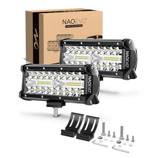 NAOEVO 7inch LED Light Bar, 240W 24,000LM Offroad Fog Light Driving Lights LED Pods with Spot Flood Combo Beam, Waterproof Led Work Lights for UTV ATV Jeep Truck Boat, 2 Pack