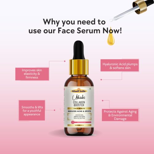Image of khadi Collagen Booster Face Serum, Anti-Aging Hydrating & Brightening Facial Serum for Wrinkles, Fine Lines, Skin Tightening & Firming, All Skin Types, 30ml