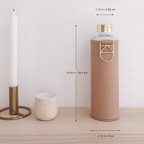 EQUA Large drinking bottle with faux leather cover, 750 ml, made of borosilicate glass, BPA-free and leak-proof, MM faux SI, Sienna