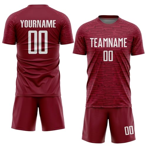 Custom Soccer Jerseys for Men Women Youth Kids, Crimson White Personalized Soccer Jersey Printed Name Number Logo Mens Clothing