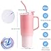 Alohastarttg 40 oz Plastic Tumblers with Handle, Screw Off Lid with Included Straw, Double Wall Leakproof Reusable Water Bottle Travel Mug Cup for Iced Coffee, Hot Cold Drink, Smoothie (2, Pink)