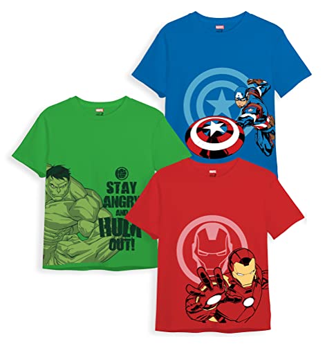 Image of minicult Marvel Captain America Iron Man Cotton T-Shirts Pack of 3 | 2-3Y