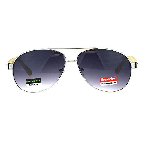Real Bamboo Wood Temple Sunglasses Oval Aviator Unisex Shades UV 4002