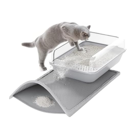 ASOBEAGE Tapis de litière, Tapis de litière en nid d'abeille Tapis de litière pour bac à litière Tapis de litière en nid d'abeille pour Chat (38 * 61cm, Gris)