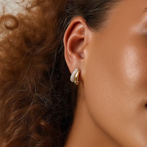 Minimalist Hoop Earrings 14K Gold Plated Lightweight Twisted Small Thick Huggie Hoops Earrings Hypoallergenic Gold Earrings for Women Trendy Hoops Drop Dangle Earrings Studs Jewelry Gifts2