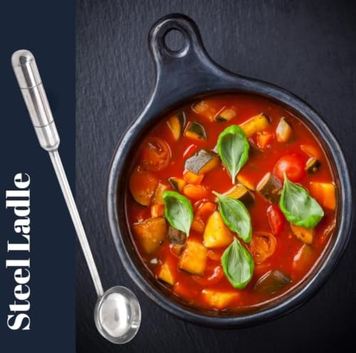Image of Stainless Steel Wok Spatula and Ladle Set with Wooden Handles 2 Piece Cooking Tool Set for Stir Fry Deep Fry and Serving (Steel Big Ladle)