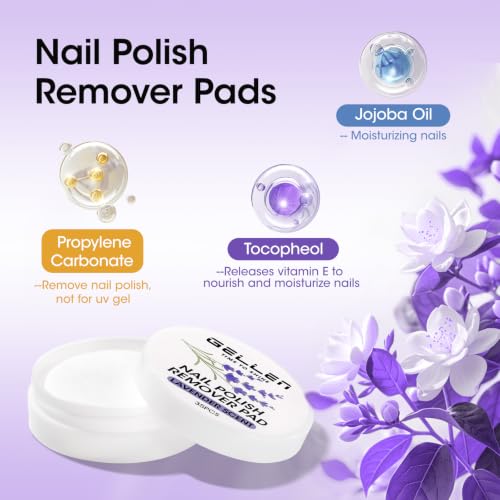 Image of Gellen Nail Polish Remover, 5-9s Quick Removal, Lavender Scent, Non-drying | Dip Twist Sponge Nail Polish Remover Pot For Fingernail Toenail, Non-Acetone Free, Gentle Formula Shea Butter & Vitamin E