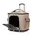Cat Carrier Handbag Pet Rolling Carrier with Universal Wheels for Large Cats Puppy, Khaki