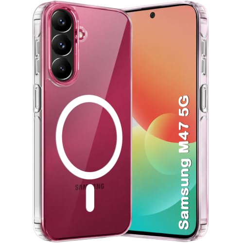 TheGiftKart Ultra-Hybrid Back Case Cover for Samsung Galaxy M47 5G Compatible with MagSafe | Hard Crystal Clear Back | Shockproof Bumper Cover Case for Samsung Galaxy M47 5G (PC & TPU, Transparent)