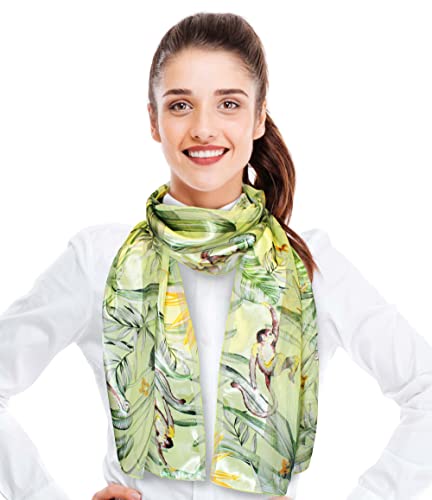 CBC Crown Women's Lightweight Tropical Zoo Animal Theme Printed Silk Feeling Satin Striped 13