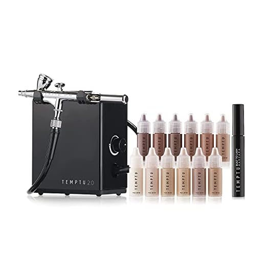 TEMPTU Airbrush Makeup System 2.0 Premier Kit: Airbrush Makeup Set for Professionals Includes S/B Silicone-Based Foundation Starter Set & Cleaning Kit, Travel-Friendly