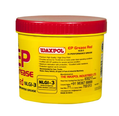 Waxpol EP Grease Red NLGI 3 Multi-Purpose Gel Grease 1 Kg | Extreme Pressure Grease for Automotive, Industrial, Bearings & Chassis