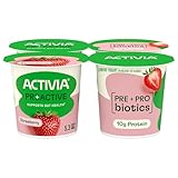 Activia Proactive Strawberry Prebiotic and Probiotic Yogurt, Creamy Low Fat Yogurt Cups, 5.3 oz, 4 Count​
