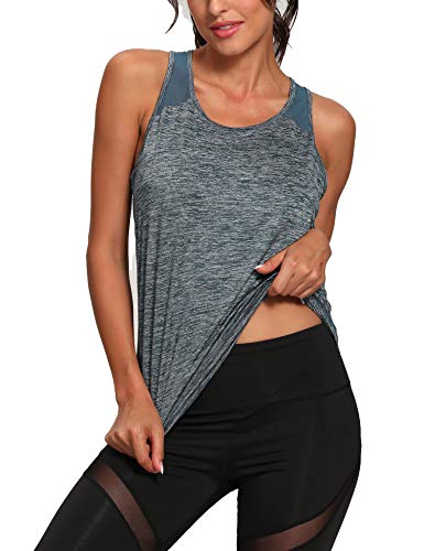 Image of Aeuui Womens Workout Tops for Women Racerback Tank Tops Mesh Yoga Shirts Athletic Running Tank Tops Sleeveless Gym Clothes