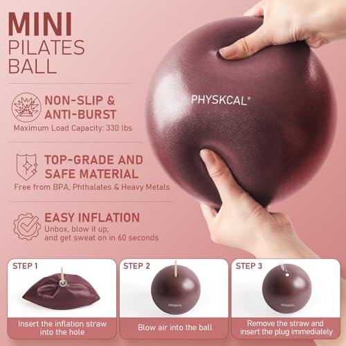 PhysKcal Pilates Ring Set, 15-Inch Pilates Ringe mit 1x Pilates Core Ball, 3X Widerstandsschlaufe und 2X Flexband, Mat-Pilates-Grundausstattung für zu Hause – Pflaumenviolett